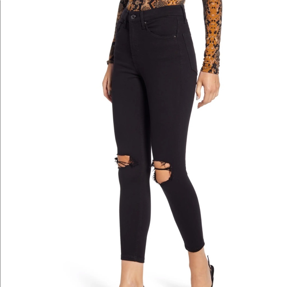 Topshop Jamie Black Ripped Skinny Jeans
